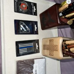Decals And Nice Pens With Wooden Pen Holder