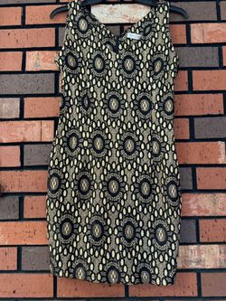 Black and Gold Patterned Sleeveless Mini Dress