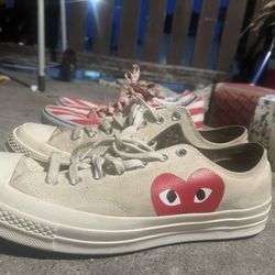Comme des Garçons PLAY x Converse Chuck Taylor Hidden Heart Low Top Sneaker in Beige 