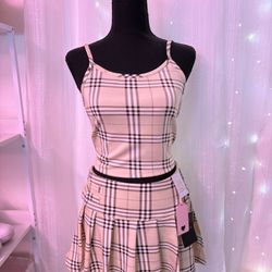 Pleated Top & Skirt Set