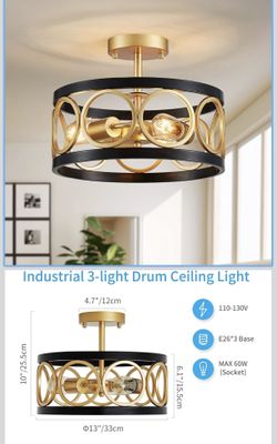 XINGQI 13” Semi Flush Drum Ceiling Light