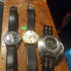 Three Very Fine Watches, 1 Genova Swiss Mechanical, 1  Swiss 17 Jewel Hell Bros Wind Up, 1 Marina Military Chrono  150 Cash For All