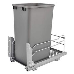 Rev-A-Shelf Silver Pull Out Kitchen Trash Can Kit 50 qt with Soft-Close