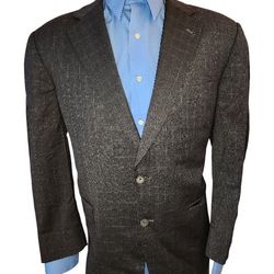 BURBERRY KENSINGTON MEN SPORT BLAZER DARK GRAY 100% WOOL 2 BUTTONS SZ 44 REG 1pc

