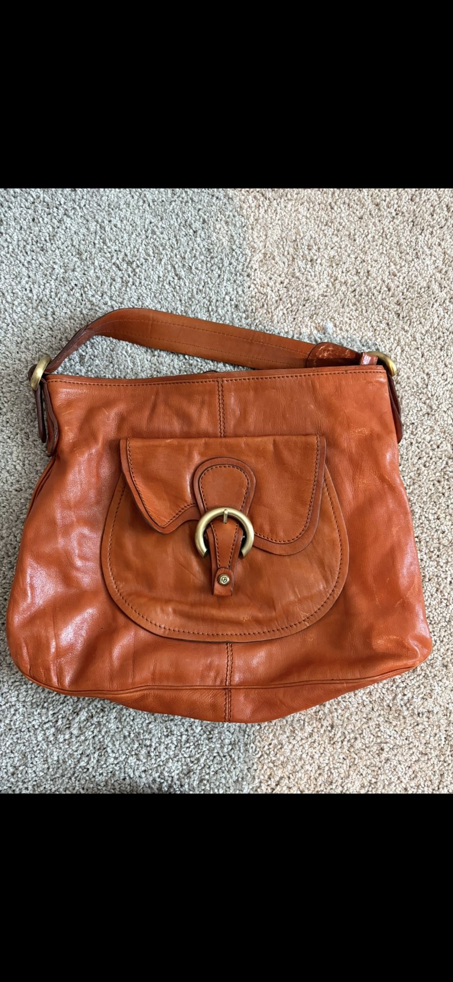 FRANCESCO BIASIA SHOULDER BAG HANDBAG AUTHENTIC LEATHER BROWN