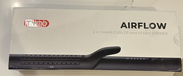 TYMO Airflow Curling Iron for Lasting Curls - Flat Iron Hair Straightener and Curler 2 in 1, Anti-Scald Ionic Curling Wand 1.25 Inch, 360° Cool Air, 5