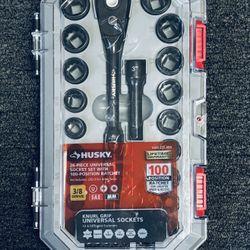 Husky 100-Position 3/8 in. Drive Universal Socket Wrench Set (26-Piece).