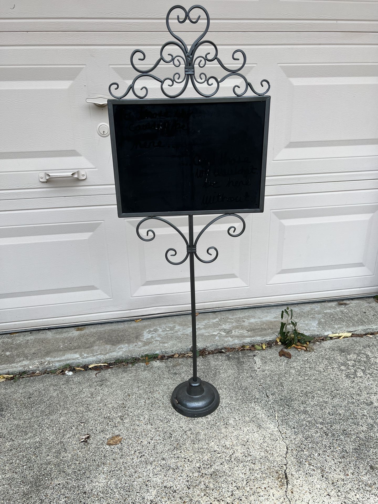 Black and Grey Metal Standing Chalkboard Sign