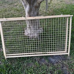 SET OF 2 WOODEN WIRE MESH PANEL GATES