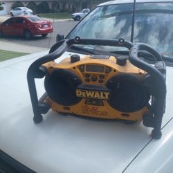 Old Dewalt Job Site Radio With Auxiliary Plug You Can Run Your Phone Or iPod no Bluetooth, but it has a cord so you can plug it in also 50 bucks