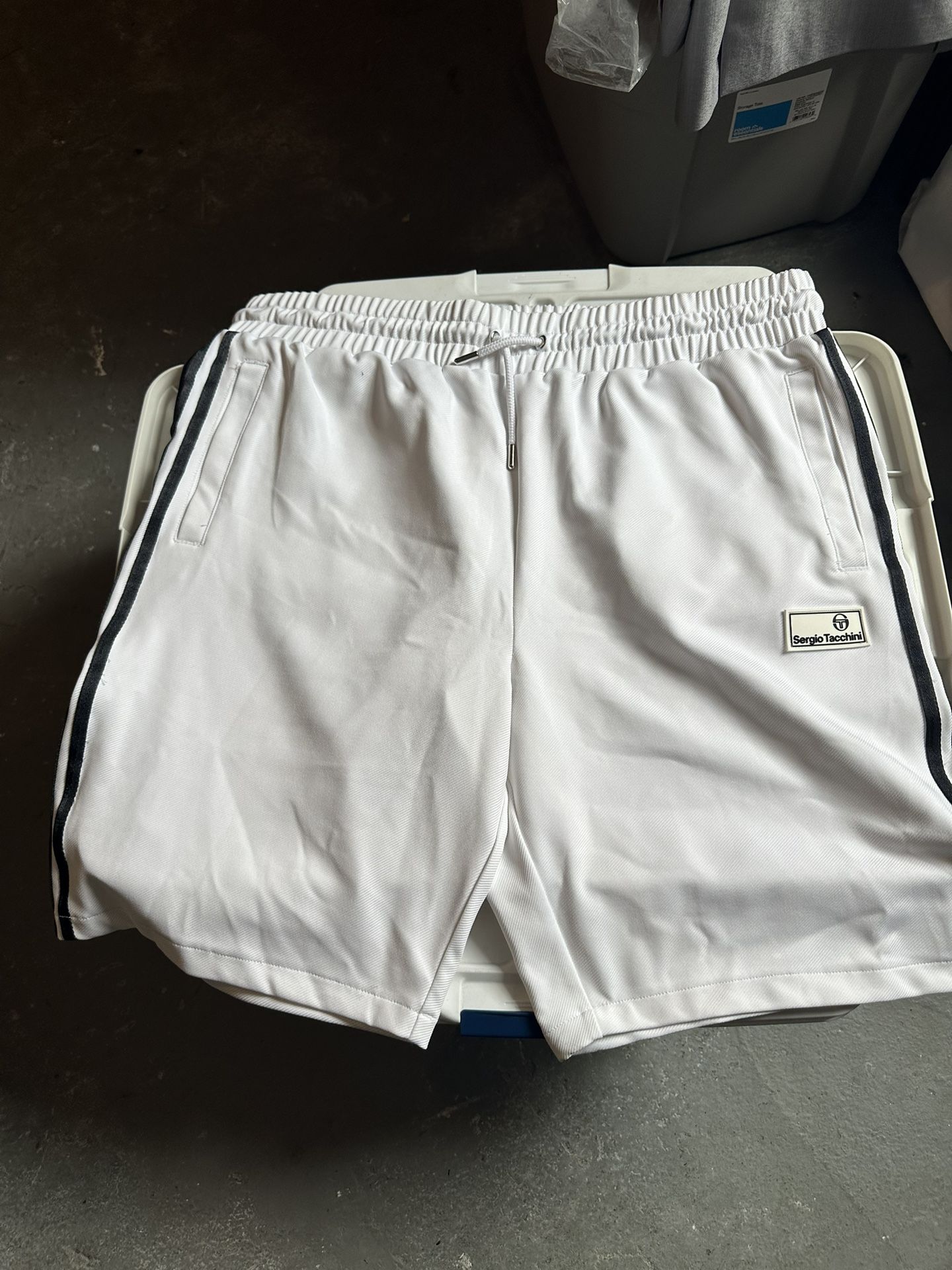 Sergio Tacchini White Athletic Shorts with Black Accents 4XL