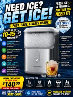 🔥 NEW Frigidaire Nugget Ice Maker – Crunchy Sonic-Style Ice – Stainless Steel (EFIC228-SS)