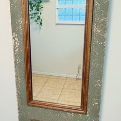 Vintage French Louis XV Style Trumeau Mirror in Sage and Gold