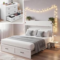 Murphy Bed with Storage & Charging Station $200 OBO  - Queen Size Murphy Cabinet Bed Hideaway Bed