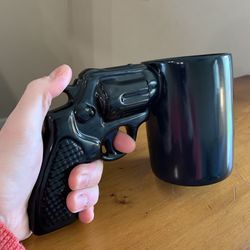 Large Black Revolver Handle Mug