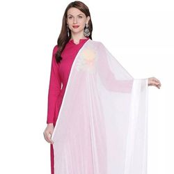 White Solid Plain Chiffon Bollywood Indian Pakistani Dupatta Ethnic scarf Wrap 