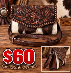 Cow print leather purse