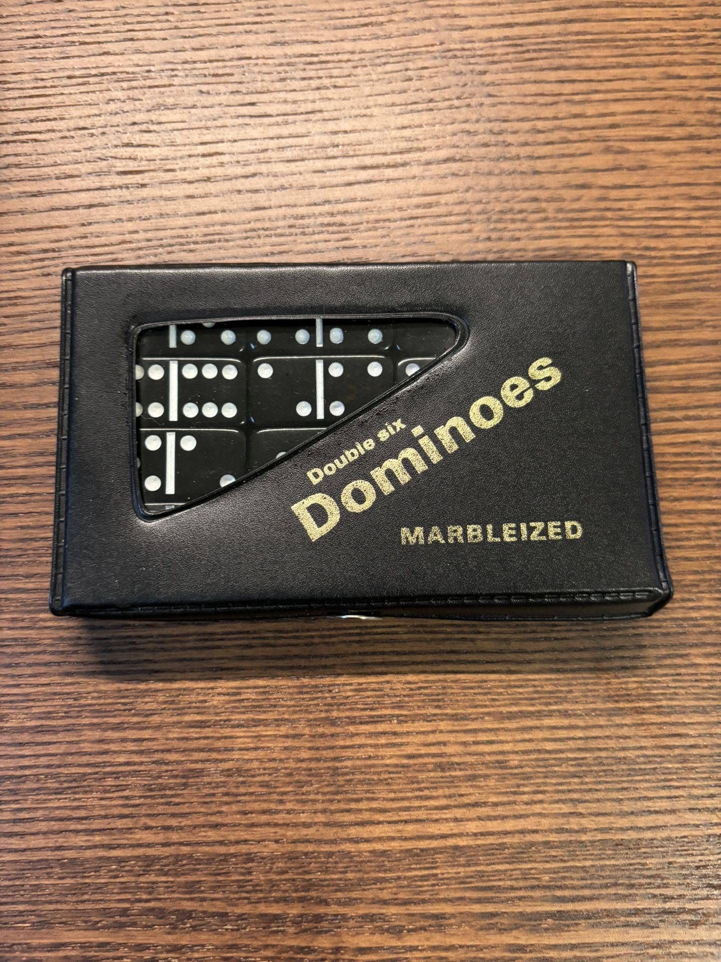 Double Six Marbleized Dominoes Set - Compact Travel Size with Case!