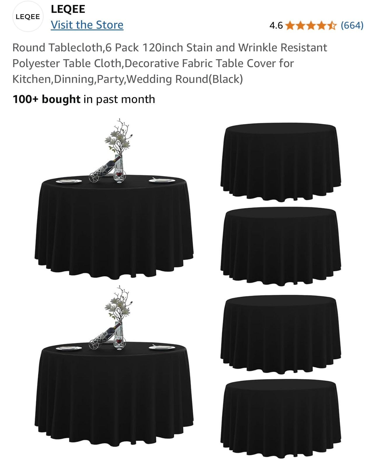 Black Round Tablecloths - New!!!!