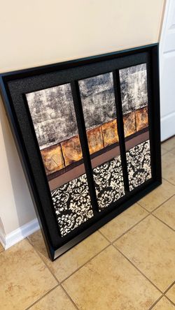 Abstract Black Framed Six Cube Painting Wall Art 32x32 Art Decor