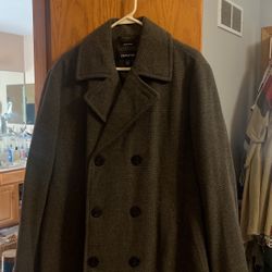 Brown/Gray Claiborne Wool Pea Coat XL