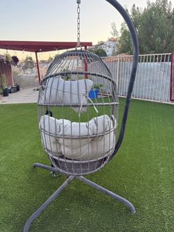 Hanging Egg Chair with Stand and Cushions
