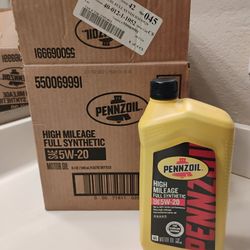 6-1qt Pennzoil High Mileage Full Synthetic SAE 5w-20 Oil