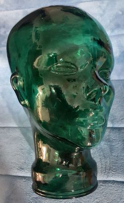 Vintage green glass head