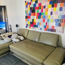 Gray Leather Sectional Sofa 