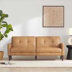 CHITA MID - CENTURY SOFA 73.2w FAUX LEATHER SOFÁ COUCH