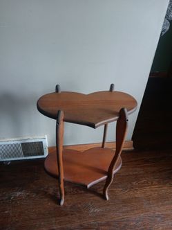 Vintage Two Tier Wooden Heart Shaped Accent Table