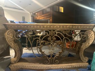 STONE & IRON ANTIQUE CONSOLE TABLE