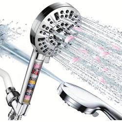 High Pressure Handheld Shower Head, 10 Spray Settings Water Saving Shower Heads With Stainless Steel Hose