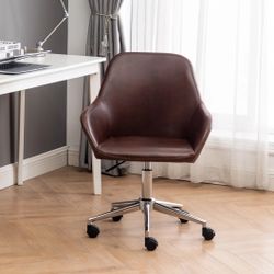 BTEXPERT brown Padded Adjustable Rolling Home Office Mid-Back Upholstery Chair, Swivel chair
