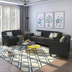 Black Sofa, Loveseat and Chair Set