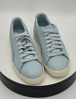 Puma Clyde Premium Frosted Dew Blue Leather Sneakers Mens Size US 8 NIB
