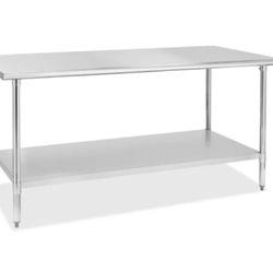 Deluxe Stainless Steel Uline 24x72 Table 