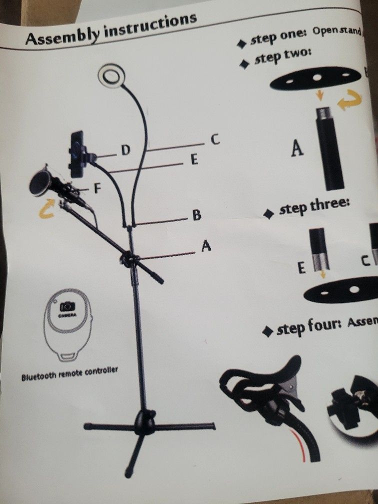 Tripod Base Gooseneck Home Vlogging Kit for Phone with LED Ring Light - Microphone Holder - Tablet Holder - Boom Arm for Smartphone/Laptop/Computer [B