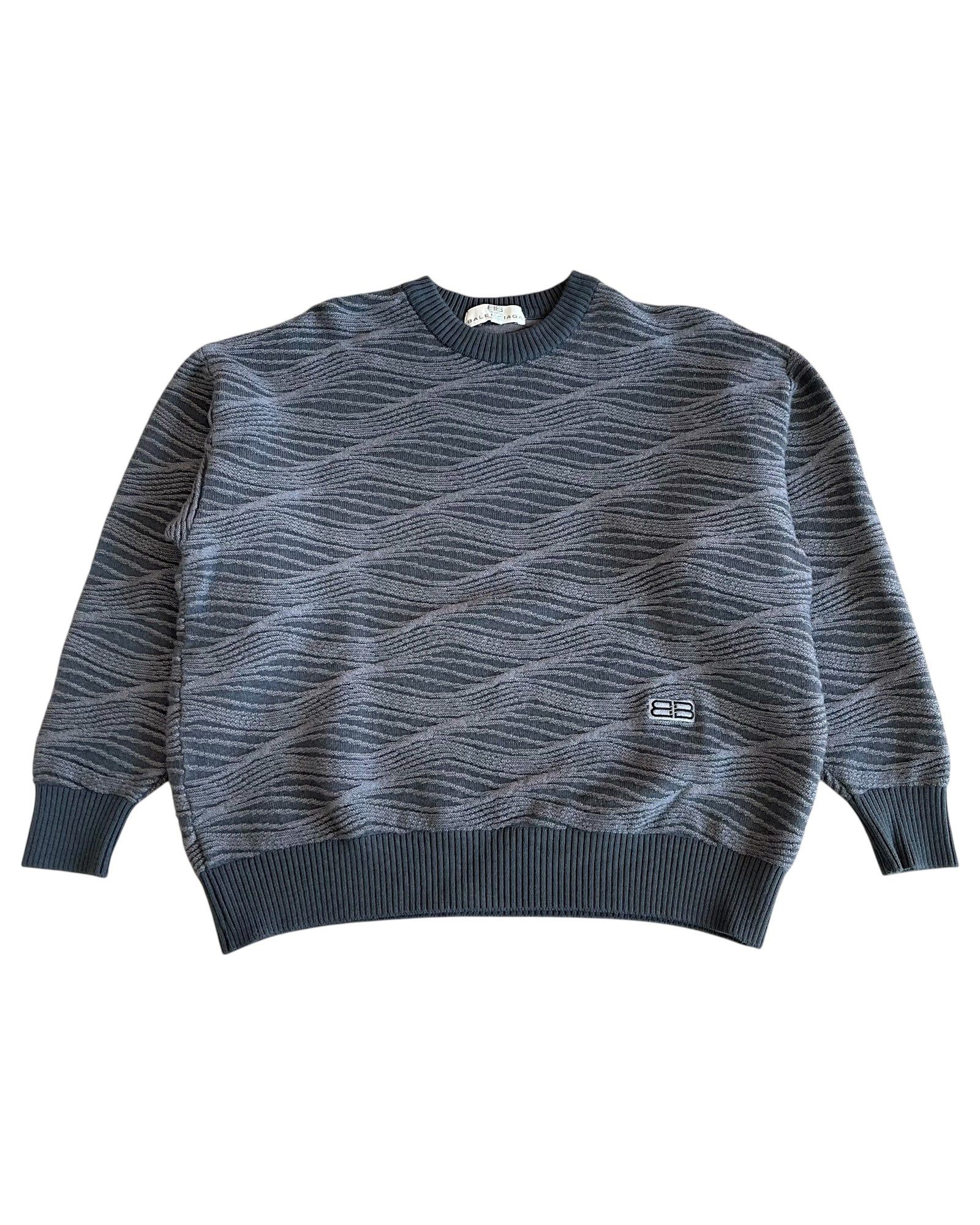Balenciaga Paris Sports Vintage BB Waves Knit Sweater Size Large Or Medium