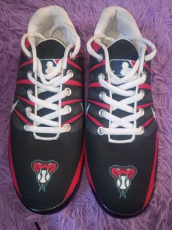 These are Nike Air Max sneakers customized with Arizona Diamondbacks branding.