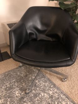 Mid century black leather chair