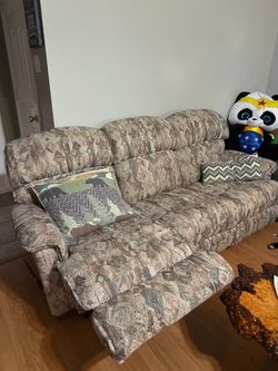 Reclining Sofa with Nature Print Fabric