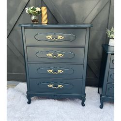 French Provincial Navy Tall Dresser