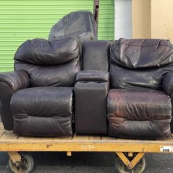 Brown Leather Couch Set 