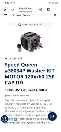Speed Queen #38034P Washer Motor Kit 120V/60-2SP CAP DD