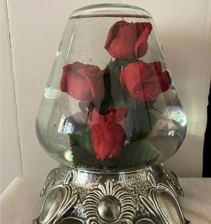 Vintage Bowl-O-Beauty Co Real Roses Glass Globe Melrose Very Rare GC