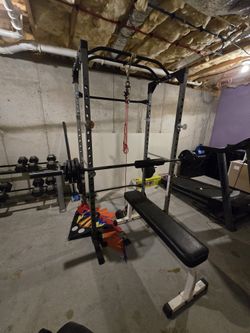 Solid Squat Rack With Bench&Bar