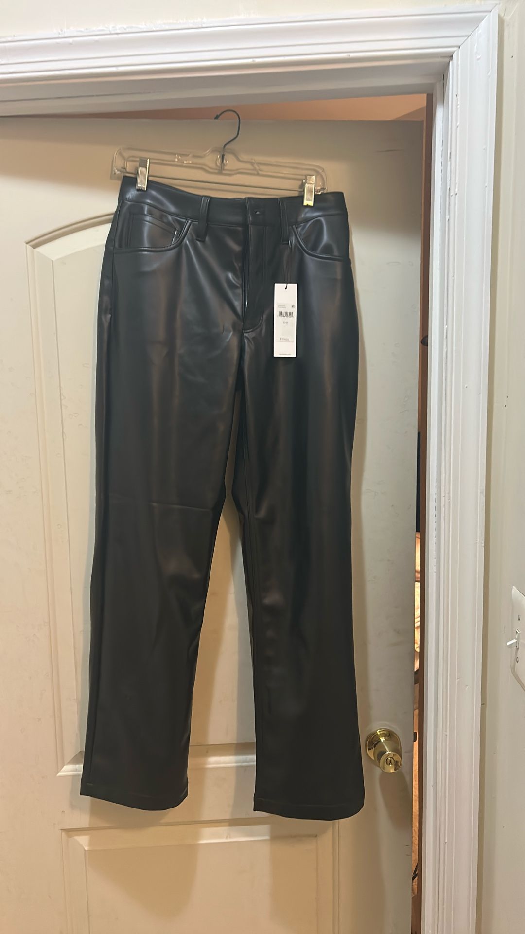 Calvin Klein Black Leather Pant. New With Tag