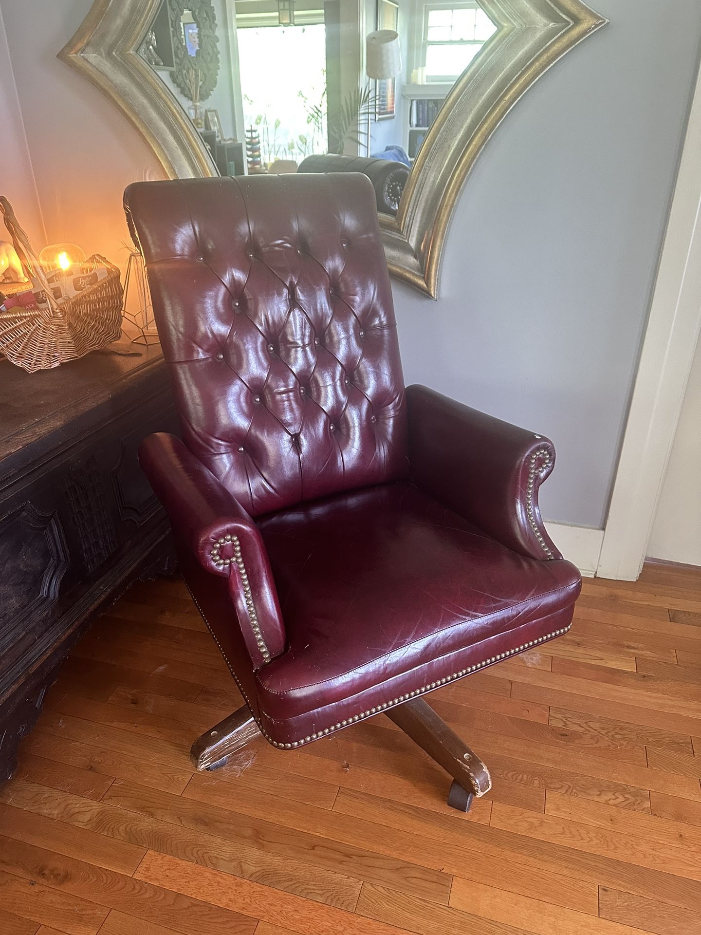 Desk Chair Red Leather Swivel