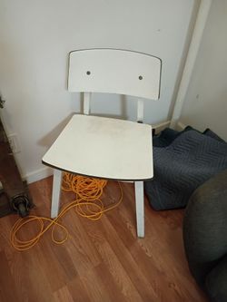 White Wooden Chair with Curved Back